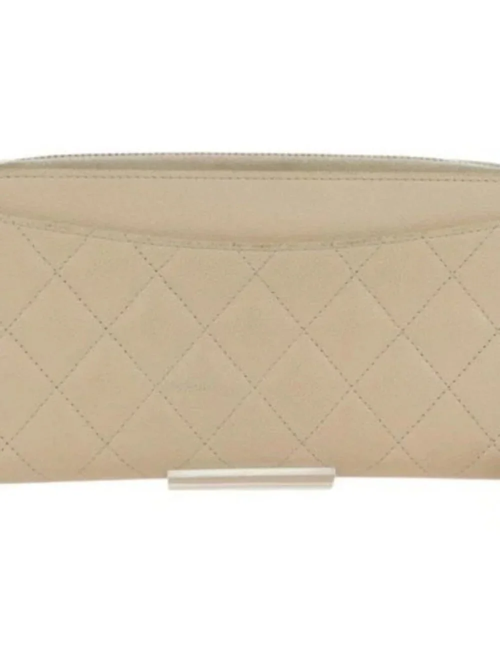 CHANEL Long Wallet Lamb Skin Beige Gold CC Auth 167178SAM